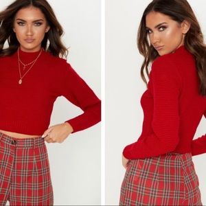 H&M burgundy red cropped sweater
